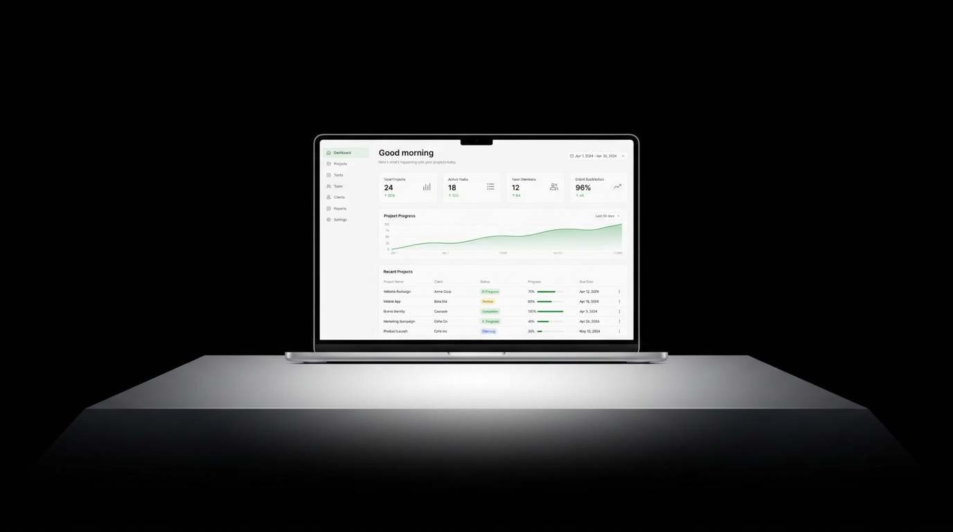 Votlax project management dashboard displayed on a laptop